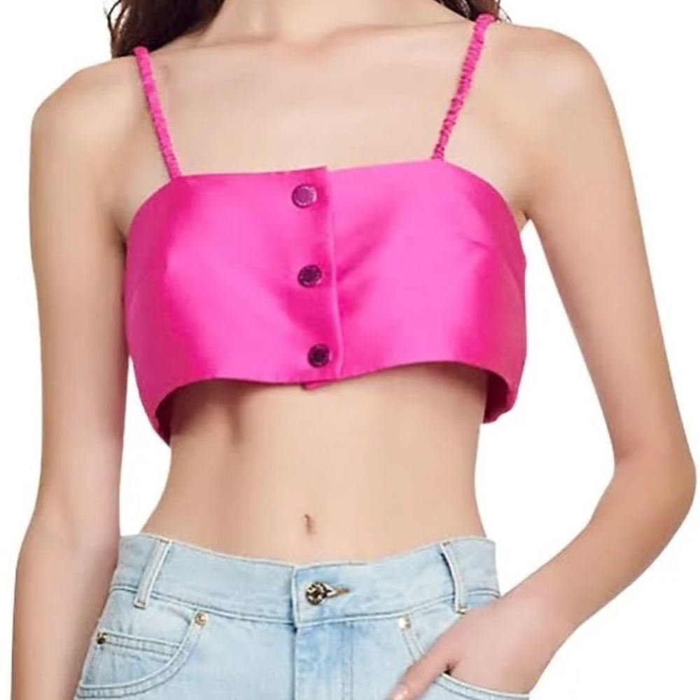 Sandro Fuchsia Buttoned Camisole